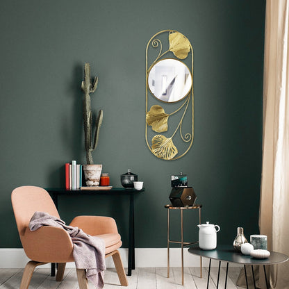 Heim Zeile | Eleganter Metall Ginkgo Blatt Wandspiegel