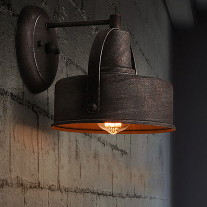 Metall Antik Schwarz Wandlampen Trommel/Trumpet Schirm 1-Licht Retro Rustikal Wandlampe Montage