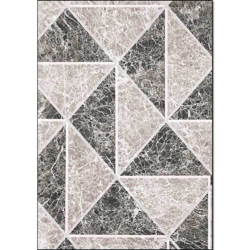 Grau Novelteppich Polyester geometrisches Muster Teppich waschbar rutschfeste Rückseite Teppich für Wohnzimmer