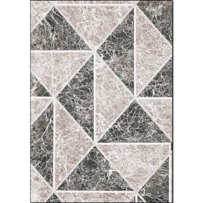 Grau Novelteppich Polyester geometrisches Muster Teppich waschbar rutschfeste Rückseite Teppich für Wohnzimmer