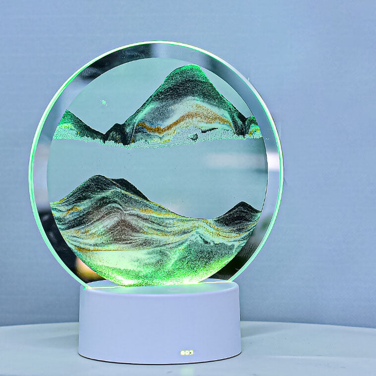 Kreative runde Sanduhr Quicksand 3D LED Nachttischlampe Tischlampe