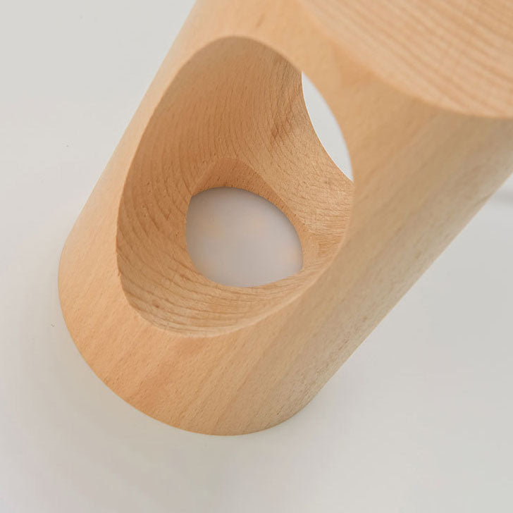 Japanische Massivholz rechteckige Säulen-LED Nachttischlampe USB Tischlampe