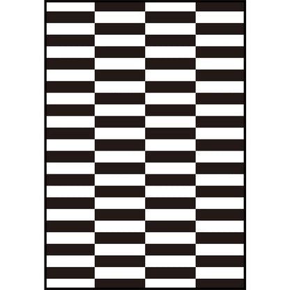 Zeitgenössischer karierter Musterteppich Schwarz und Weiß Polyester Teppich maschinenwaschbar rutschfester Teppich für das Schlafzimmer