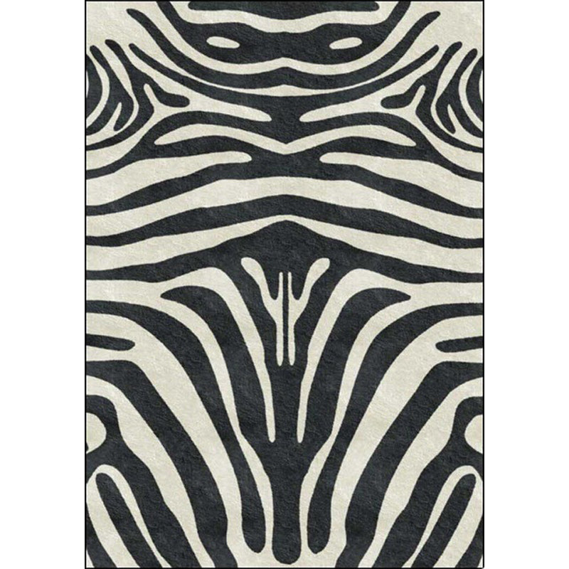 Zeitgenössischer Zebra-Streifen-Teppich Schwarz und Weiß Polyester Teppich Maschinenwaschbar Rutschfester Teppich für das Schlafzimmer