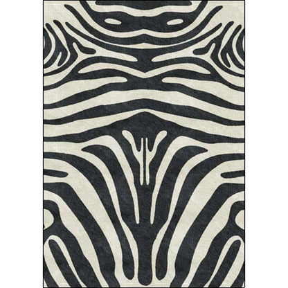 Zeitgenössischer Zebra-Streifen-Teppich Schwarz und Weiß Polyester Teppich Maschinenwaschbar Rutschfester Teppich für das Schlafzimmer