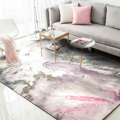 Moderner Wohnzimmerteppich in Grau und Pink Abstrakter Seewasser-Druckteppich Polyester waschbarer haustierfreundlicher Teppich