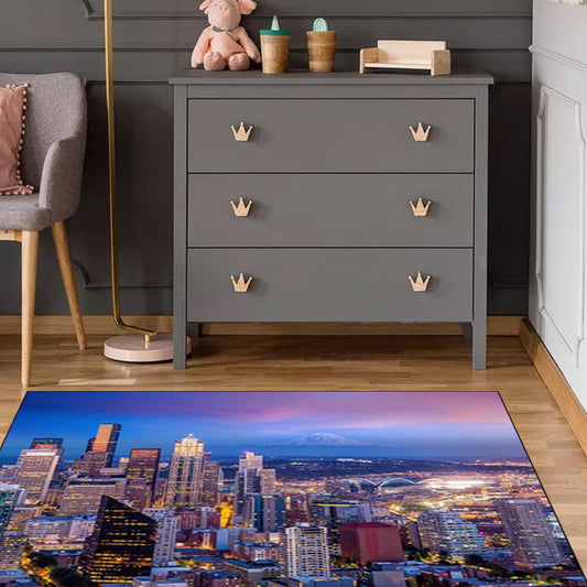 Lila Neuheit Teppich Polyester Geo-Muster Teppich waschbar rutschfeste Rückseite Teppich für Wohnzimmer