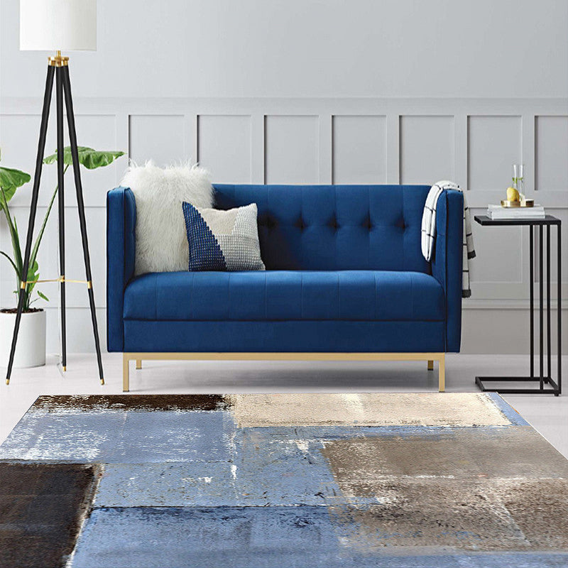 Grau und Braun zeitgenössischer Teppich Polyester Pinselstrichmuster Teppich waschbar rutschfester Rückenteppich für das Wohnzimmer