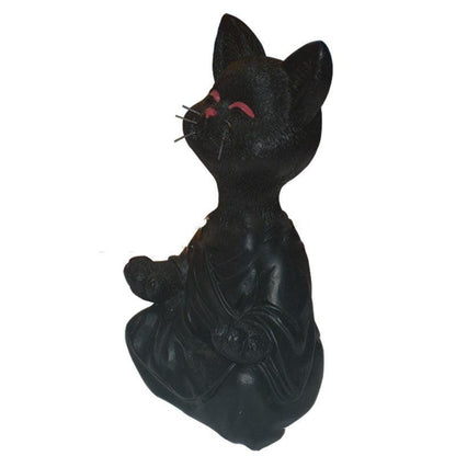 Verspielt Schwarze Buddha Katze Figur Meditation Yoga Sammlerstück Glückliche Katze Dekor Zuhause Garten Dekoration Garten Ornament