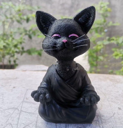 Verspielt Schwarze Buddha Katze Figur Meditation Yoga Sammlerstück Glückliche Katze Dekor Zuhause Garten Dekoration Garten Ornament