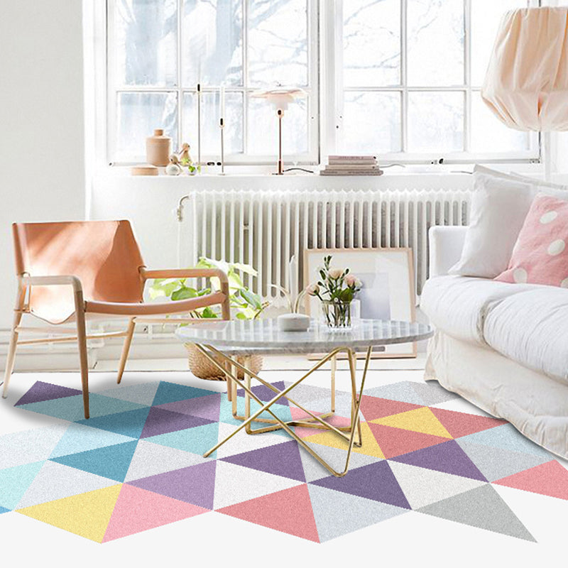 Moderner Wohnzimmerteppich im weißen geometrischen Dreiecksmuster Teppich Polyester rutschfester waschbarer Teppich