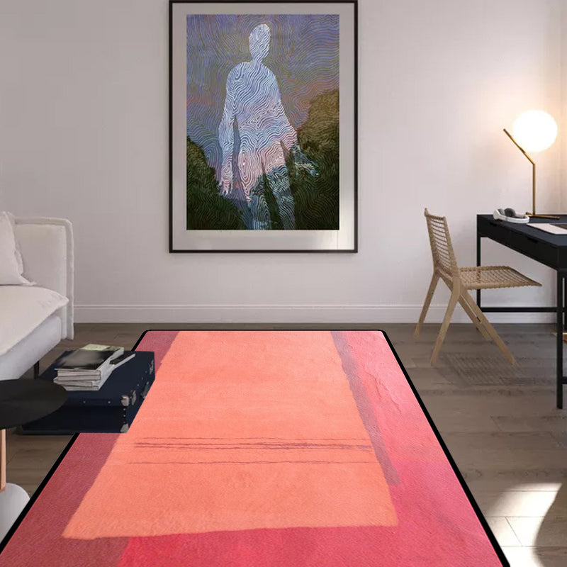 Rot und gelb Schlafzimmer Teppich Modern abstraktes Malmuster Teppich Polyester waschbarer fleckenresistenter Teppich