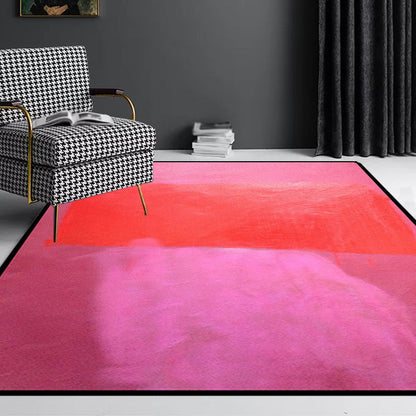 Rot und gelb Schlafzimmer Teppich Modern abstraktes Malmuster Teppich Polyester waschbarer fleckenresistenter Teppich