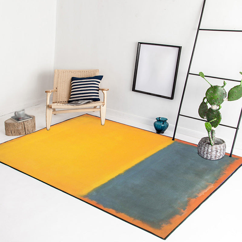 Rot und gelb Schlafzimmer Teppich Modern abstraktes Malmuster Teppich Polyester waschbarer fleckenresistenter Teppich