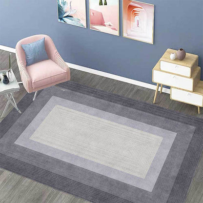 Stylischer gewebter Holzmaserung Designteppich Grau Moderner Teppich Polyester Waschbar Rutschfeste Rückseite Teppich für Schlafzimmer