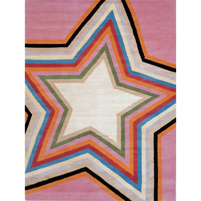 Lässiger moderner Teppich im rosa geometrischen Sternmuster Teppich Polyester haustierfreundlicher Teppich für die Wohnungseinrichtung