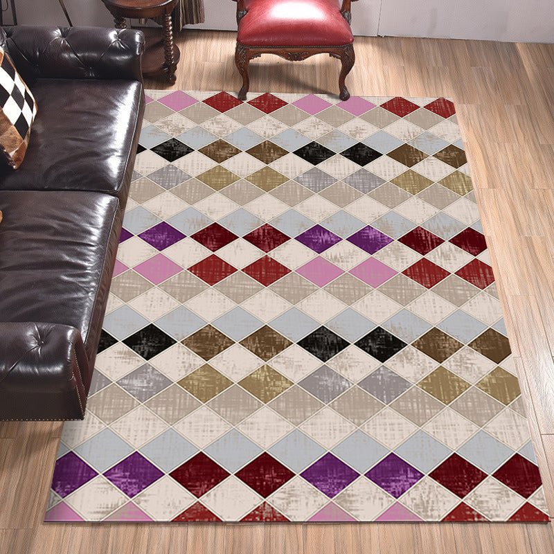 Bunter Schlafzimmerteppich Moderner geometrischer Diamantmusterbereichsteppich Polyester schmutzabweisender Teppich