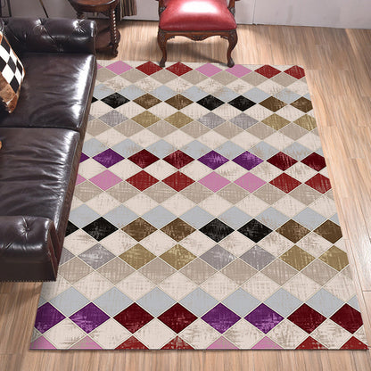 Bunter Schlafzimmerteppich Moderner geometrischer Diamantmusterbereichsteppich Polyester schmutzabweisender Teppich