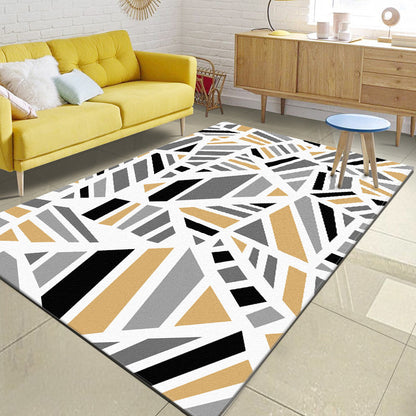 Minimalistischer moderner Teppich in grauer Geometrie, unregelmäßige Form, Musterteppich, Polyester, rutschfeste Rücken, Teppich für die Inneneinrichtung