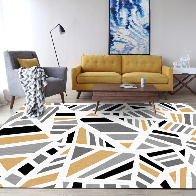 Minimalistischer moderner Teppich in grauer Geometrie, unregelmäßige Form, Musterteppich, Polyester, rutschfeste Rücken, Teppich für die Inneneinrichtung