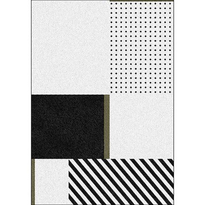 Nordic Modern Teppich in Schwarz und Weiß geometrisches Punktmuster gestreifter Teppich Polyester waschbarer Teppich für die Wohnkultur