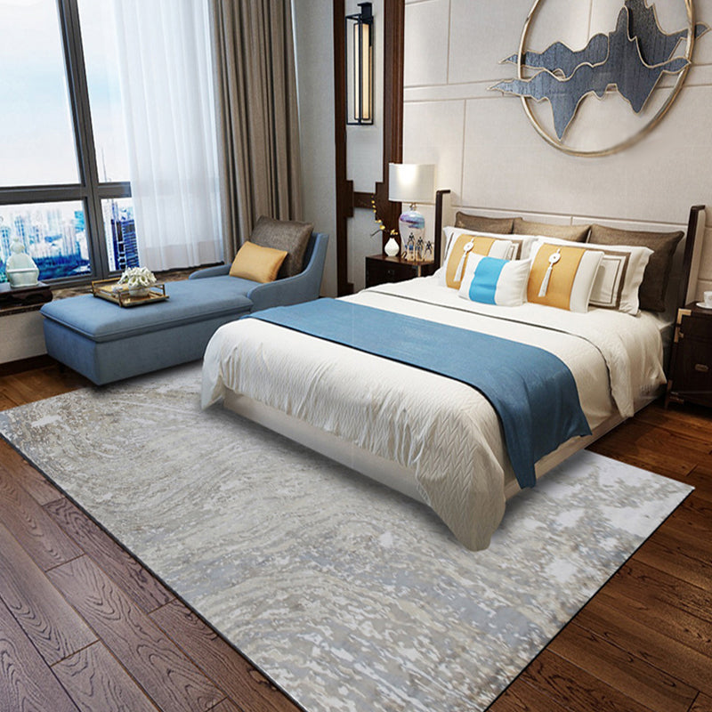 Grau Schlafzimmer Teppich Modern Abstrakt Zement Muster Teppich Polyester Waschbar Fleckenresistenter Teppich