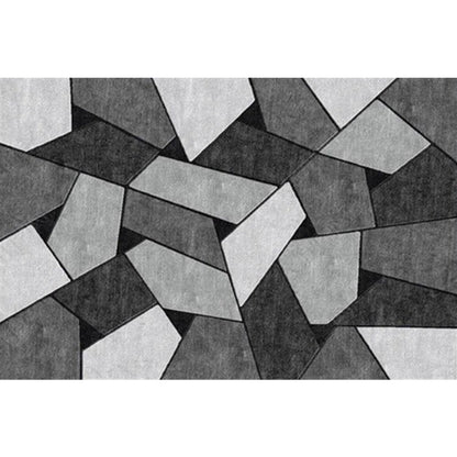 Moderner Wohnzimmerteppich in Schwarz und Grau, Farbblock, unregelmäßige Form, bedruckter Teppich, Polyester, maschinenwaschbar.