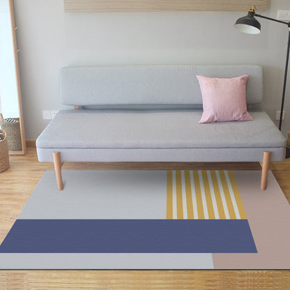 Einfacher moderner Teppich in Grau und Blau mit Farbblockmuster Teppich Polyester haustierfreundlicher Teppich für die Wohnkultur
