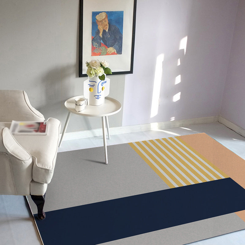 Einfacher moderner Teppich in Grau und Blau mit Farbblockmuster Teppich Polyester haustierfreundlicher Teppich für die Wohnkultur