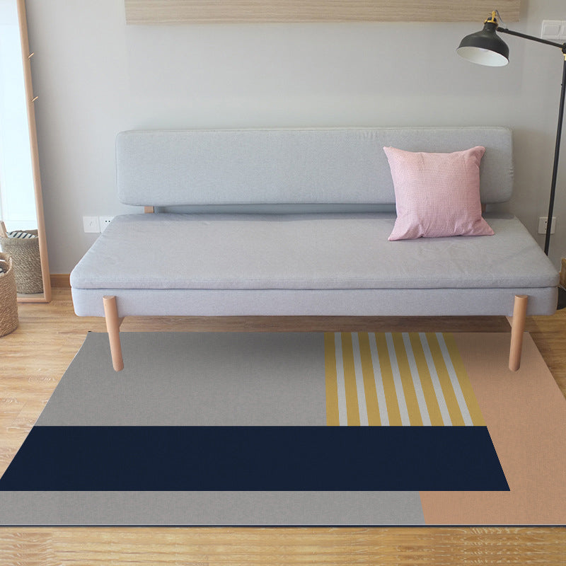 Einfacher moderner Teppich in Grau und Blau mit Farbblockmuster Teppich Polyester haustierfreundlicher Teppich für die Wohnkultur