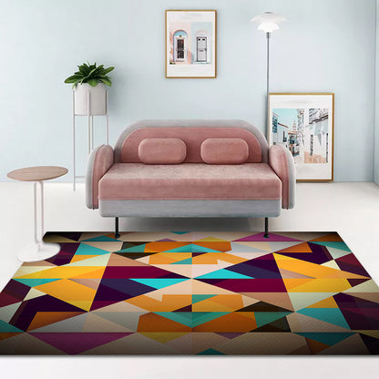 Moderner Wohnzimmerteppich Bunter geometrischer Diamantdruckteppich Polyester rutschfester waschbarer Teppich