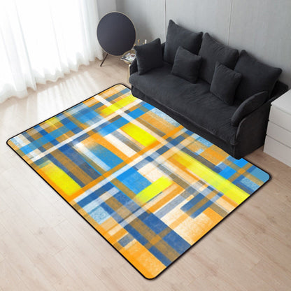 Lässiger moderner Teppich in schwarz und blau abstraktem rechteckigem Muster Teppich Polyester haustierfreundlicher Teppich für Wohnkultur