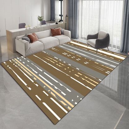 Nordic Modern Teppich in Braun mit abstraktem Streifenmuster Teppich Polyester haustierfreundlicher Teppich für die Wohnkultur