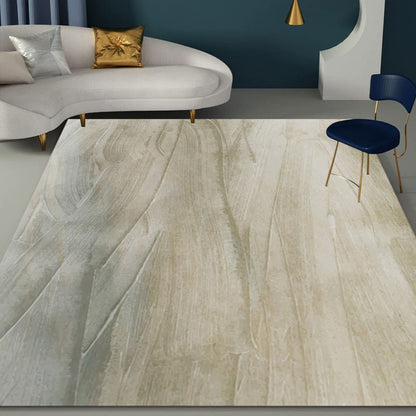 Moderner Teppich für das Wohnzimmer im braunen abstrakten Druck, Polyester, maschinenwaschbar, rutschfester Teppichbereich