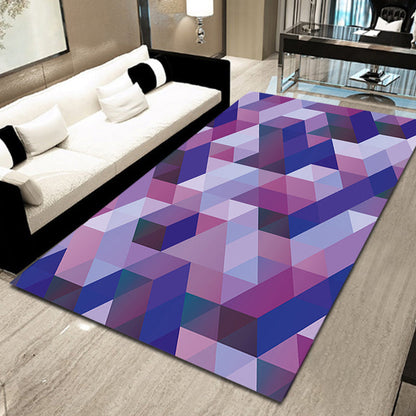 Lässiger moderner Teppich im lila geometrischen Dreieckmuster Teppich Polyester haustierfreundlicher Teppich für die Wohnkultur