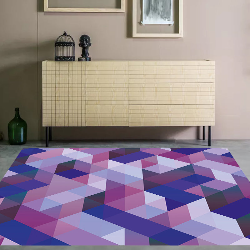 Lässiger moderner Teppich im lila geometrischen Dreieckmuster Teppich Polyester haustierfreundlicher Teppich für die Wohnkultur