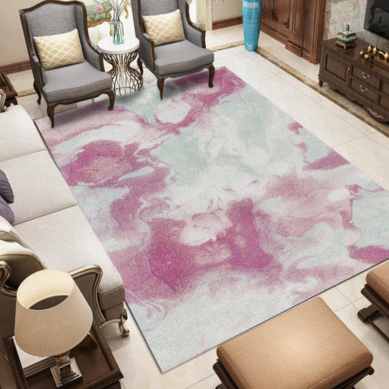 Rosa und Grauer Schlafzimmerteppich Moderner Abstrakter Galaxy-Muster Teppich Polyester Haustierfreundlicher Teppich