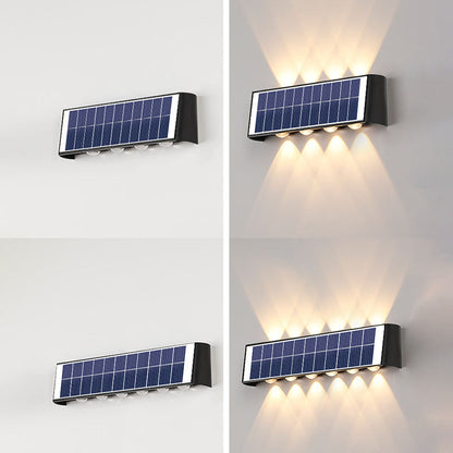 Moderne Einfachheit Solar wasserdichte rechteckige ABS PMMA LED Wandleuchte Lampe für Outdoor-Terrasse
