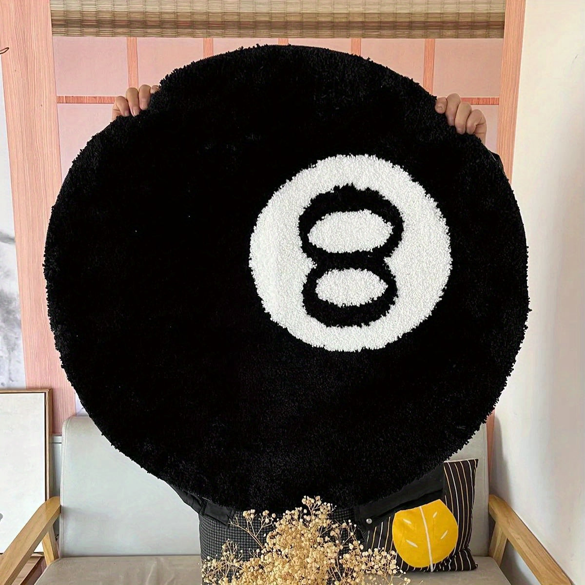 8 Ball Billard Runde Fußmatte – Rutschfester Teppich für Wohnzimmer, Badezimmer & Dekoration | Verfügbar in Größen