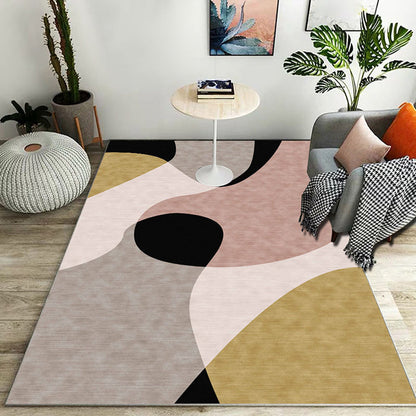 Stylischer Farbblock geometrisches Muster Teppich Polyester modernistischer Teppich tierfreundlicher rutschfester Rücken Teppich für das Wohnzimmer
