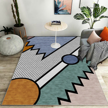 Stylischer Farbblock geometrisches Muster Teppich Polyester modernistischer Teppich tierfreundlicher rutschfester Rücken Teppich für das Wohnzimmer