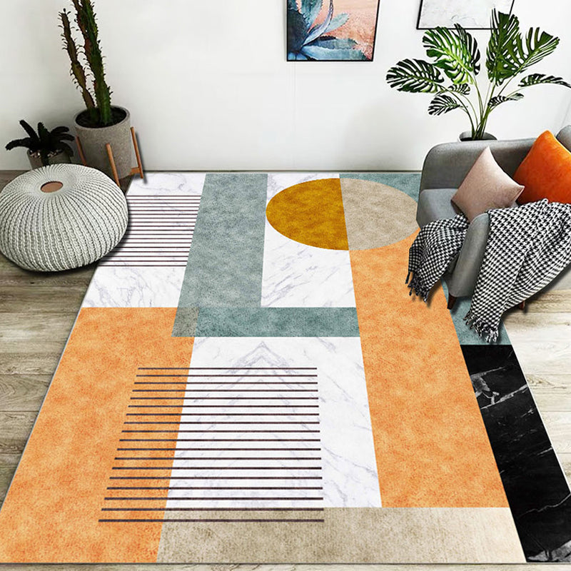 Stylischer Farbblock geometrisches Muster Teppich Polyester modernistischer Teppich tierfreundlicher rutschfester Rücken Teppich für das Wohnzimmer