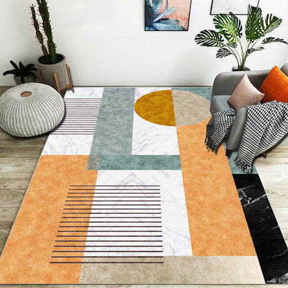 Stylischer Farbblock geometrisches Muster Teppich Polyester modernistischer Teppich tierfreundlicher rutschfester Rücken Teppich für das Wohnzimmer
