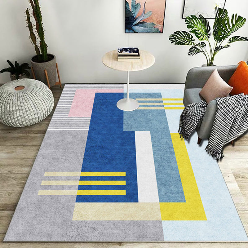Stylischer Farbblock geometrisches Muster Teppich Polyester modernistischer Teppich tierfreundlicher rutschfester Rücken Teppich für das Wohnzimmer