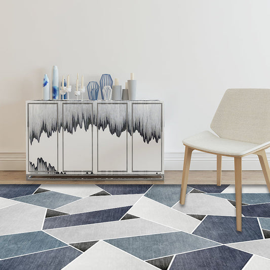Einzigartiger geometrischer Musterteppich Blau und Grün Moderner Teppich aus Polyester Waschbar Tierfreundlicher rutschfester Teppich für das Wohnzimmer