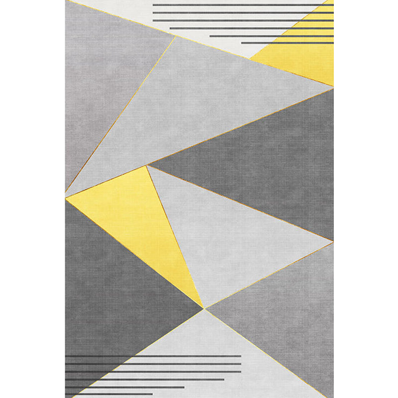 Neuer geometrischer Musterteppich gelb und grau moderner Teppich Polyester waschbar haustierfreundlich rutschfester Teppich für das Wohnzimmer
