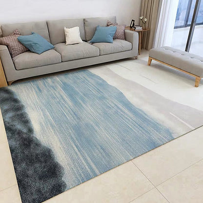 Grau und Blau Moderner Teppich Polyester Abstrakter Teppich Tierfreundlich Waschbar Rutschfester Rücken Teppich für das Wohnzimmer