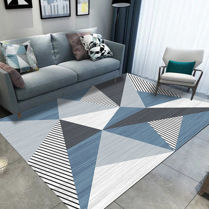 Blauer und grauer modernistischer Teppich Polyester geometrisches und gestreiftes Muster Teppich haustierfreundlicher waschbarer rutschfester Matte Teppich für das Wohnzimmer