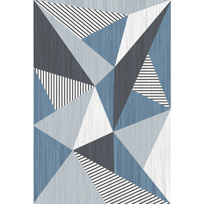 Blauer und grauer modernistischer Teppich Polyester geometrisches und gestreiftes Muster Teppich haustierfreundlicher waschbarer rutschfester Matte Teppich für das Wohnzimmer