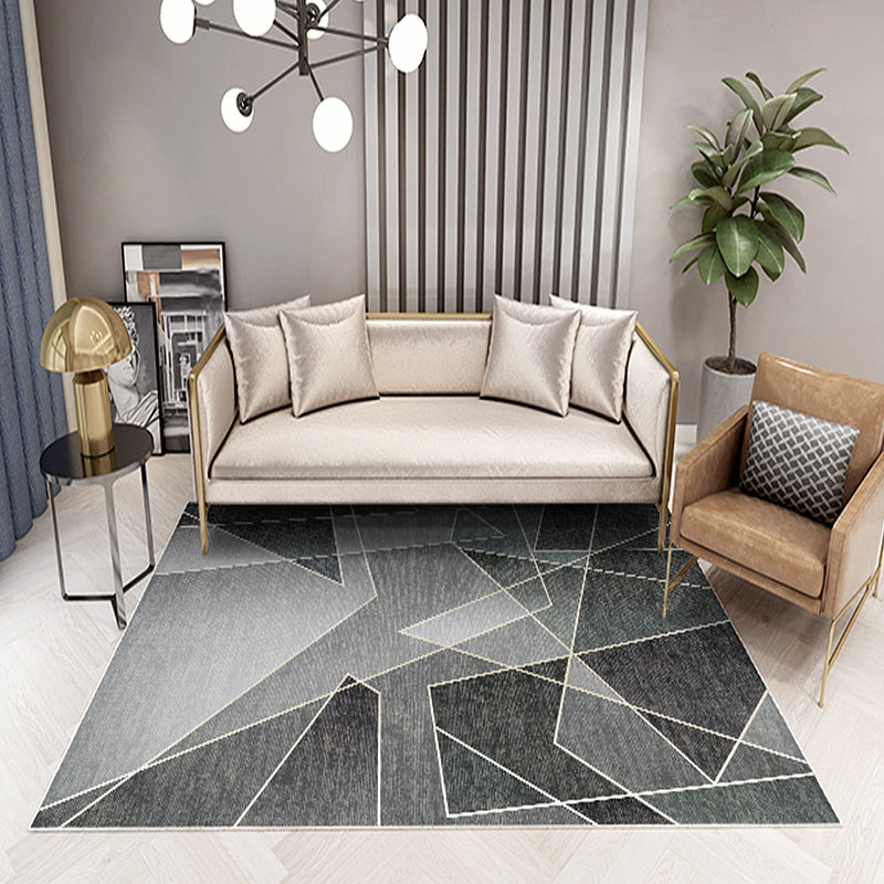 Einzigartiger mehrfarbiger gestreifter Teppich mit geometrischem Druck aus Polyester Moderner Teppich Haustierfreundlicher rutschfester Rücken Teppich für das Schlafzimmer